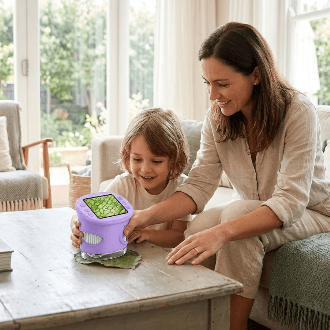 Family outdoors with microscope versus passive gaming